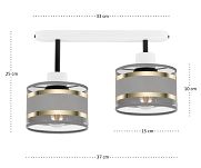 Weiße Deckenlampe mit zwei Lampenschirme grau TI-3306WE-GRGR Deckenleuchte - 4