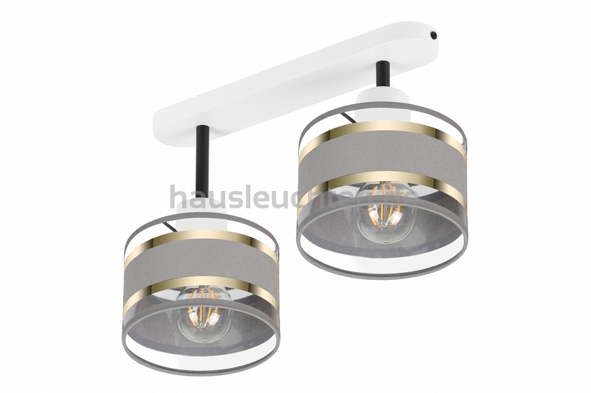 Weiße Deckenlampe mit zwei Lampenschirme grau TI-3306WE-GRGR Deckenleuchte