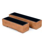 Pflanzkübel aus Holz mit Einsatz und Untersetzer NUSS Pflanzkasten Blumenkasten Balkonkasten 82DES1917NU - 5