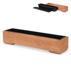 Pflanzkübel aus Holz mit Einsatz und Untersetzer NUSS Pflanzkasten Blumenkasten Balkonkasten 82DES1917NU