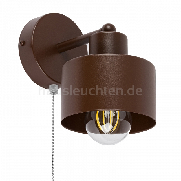 Braune Wandlampe mit Zugschalter aus Metall SHWAND-OST1010BR Wandleuchte