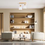 Weiße Deckenlampe aus Holz LED Lampe Leuchte CL-WE30x7BU-WE 2xE27 - 2