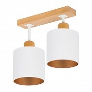 Weiße Deckenlampe aus Holz LED Lampe Leuchte CL-WE30x7BU-WE 2xE27