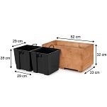 Blumentopf Holz Nuss Pflanzkübel Übertopf Blumenkasten 2x Kunststoffeinsätzen Herausnehmbar 62KAN3332NU - 2