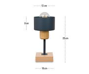 Anthrazite Tischlampe aus Holz TI-AN10x10BU Tischleuchte - 4