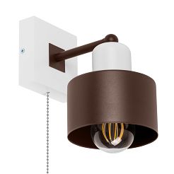 Braune Wandlampe mit Zugschalter aus Holz SHWAND-BR10x10WE Wandleuchte