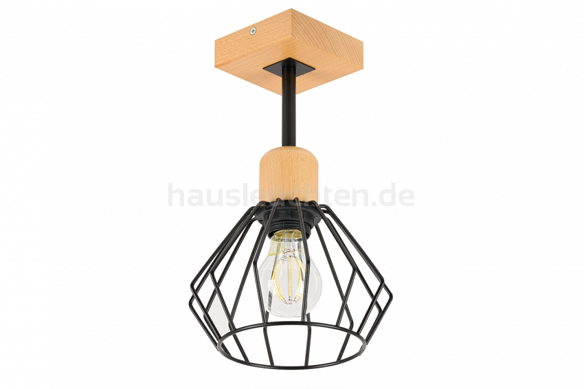 Schwarze Deckenlampe aus Holz BR-SC10x10BU Deckenleuchte 1-flammig