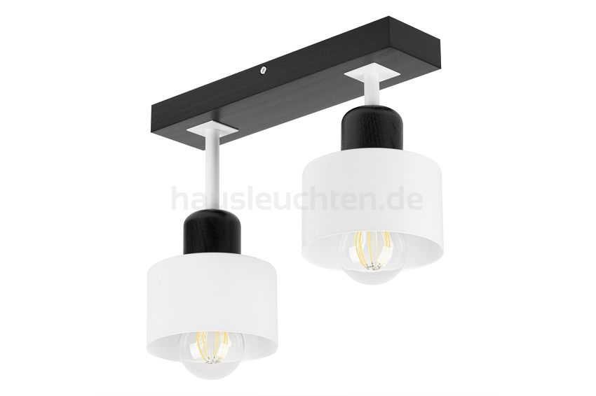 Weiße Deckenlampe aus Holz WE30x7SC Deckenleuchte 2-flammig