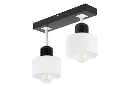 Weiße Deckenlampe aus Holz WE30x7SC Deckenleuchte 2-flammig