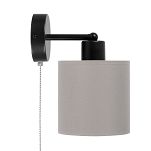 Schwarze Wandlampe mit grauem Lampenschirm und Schnur-Zugschalter SHWAND-CL-1010SC-GR Wandleuchte - 2