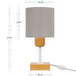 Graue Tischlampe aus Holz Nachttischlampe CL-TI-WE10x10BU-GR 1xE27 - 4
