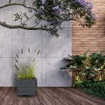 Blumentopf Holz Grau Pflanzkübel Übertopf Blumenkasten 1x Kunststoffeinsätzen Herausnehmbar 33KAN3332AN - 3