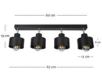 Schwarze Deckenstrahler Deckenlampe 4PRST6005SC Deckenleuchte 4-flammig - 3