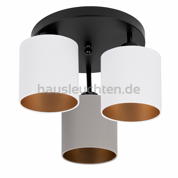 Schwarze Deckenlampe mit drei Lampenschirme weiß/grau CL-3030SC-WEGRWE Deckenleuchte