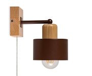 Braune Wandlampe mit Zugschalter aus Holz SHWAND-BR10x10BU Wandleuchte - 3
