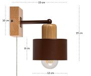 Braune Wandlampe mit Zugschalter aus Holz SHWAND-BR10x10BU Wandleuchte - 4