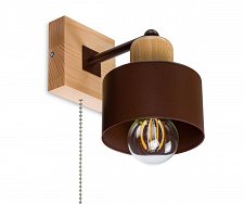 Braune Wandlampe mit Zugschalter aus Holz SHWAND-BR10x10BU Wandleuchte