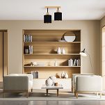 Schwarze Deckenlampe aus Holz LED Lampe Leuchte CL-SC30x7BU-SC 2xE27 - 2