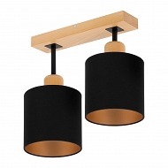 Schwarze Deckenlampe aus Holz LED Lampe Leuchte CL-SC30x7BU-SC 2xE27