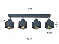 Anthrazite Deckenstrahler Deckenlampe 4PRST6005AN Deckenleuchte 4-flammig - 3