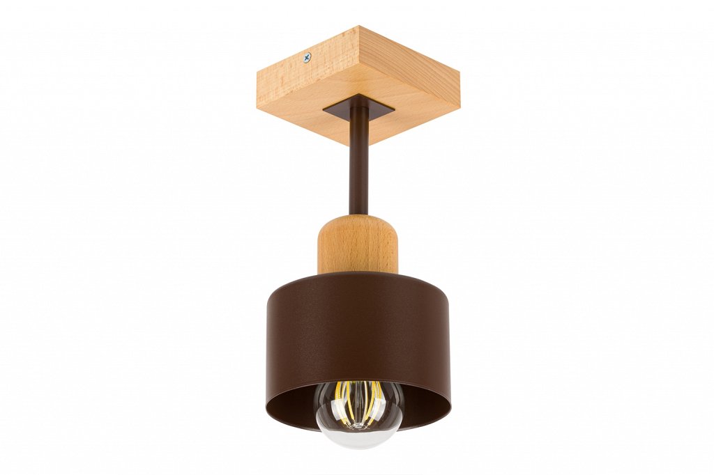 Braune Deckenlampe aus Holz kaufen günstig BR10x10BU 1-flammig online Deckenleuchte
