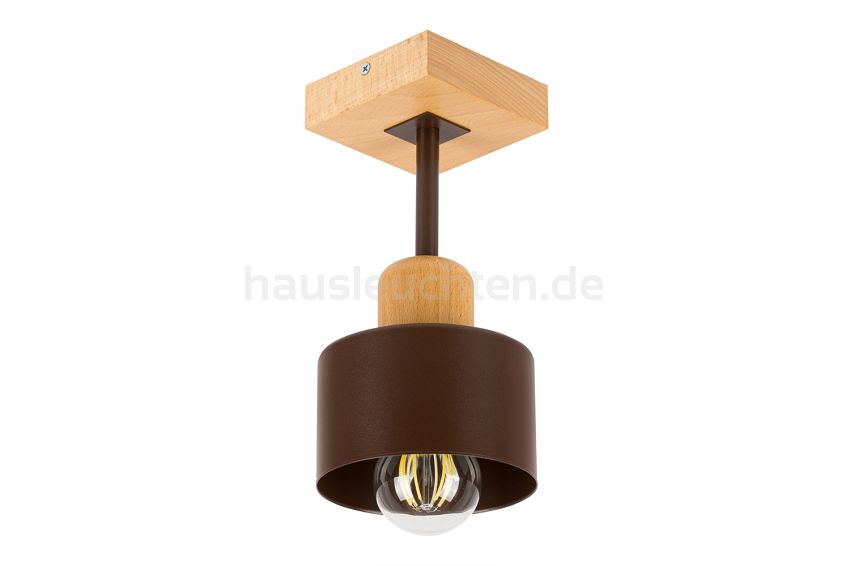 Braune Deckenlampe aus Holz BR10x10BU Deckenleuchte 1-flammig