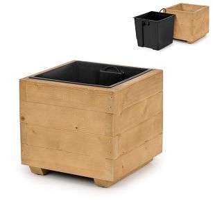 Blumentopf Holz Eiche Pflanzkübel Übertopf Blumenkasten 1x Kunststoffeinsätzen Herausnehmbar 33KAN3332EI