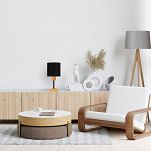 Schwarze Tischlampe aus Holz Nachttischlampe CL-TI-SC10x10BU-SC 1xE27 - 2