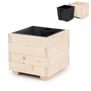 Blumentopf Holz Pflanzkübel Übertopf Blumenkasten 1x Kunststoffeinsätzen Herausnehmbar 33KAN3332