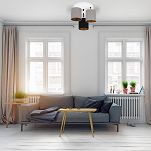 Weiße Deckenlampe mit drei Lampenschirme grau/schwarz CL-3030WE-GRSCGR Deckenleuchte - 2