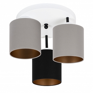 Weiße Deckenlampe mit drei Lampenschirme grau/schwarz CL-3030WE-GRSCGR Deckenleuchte