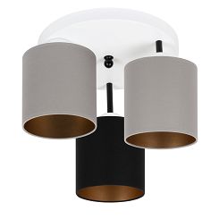 Weiße Deckenlampe mit drei Lampenschirme grau/schwarz CL-3030WE-GRSCGR Deckenleuchte