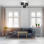 Weiße Deckenlampe mit drei Lampenschirme schwarz TI-3030WE-SCSCSC Deckenleuchte - 2