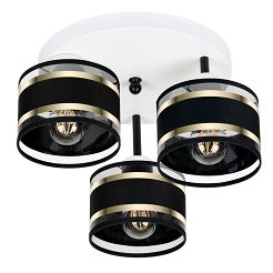 Weiße Deckenlampe mit drei Lampenschirme schwarz TI-3030WE-SCSCSC Deckenleuchte