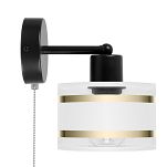 Schwarze Wandlampe mit weißem Lampenschirm und Schnur-Zugschalter SHWAND-TI-1010SC-WE Wandleuchte - 3