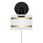 Schwarze Wandlampe mit weißem Lampenschirm und Schnur-Zugschalter SHWAND-TI-1010SC-WE Wandleuchte - 4