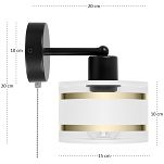 Schwarze Wandlampe mit weißem Lampenschirm und Schnur-Zugschalter SHWAND-TI-1010SC-WE Wandleuchte - 5