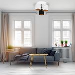 Weiße Deckenlampe mit drei Lampenschirme weiß/schwarz CL-3030WE-WESCWE Deckenleuchte - 2