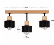 Schwarze Deckenlampe aus Holz SC50x7BU Deckenleuchte 3-flammig - 3