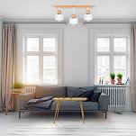Weiße Deckenlampe aus Holz WE50x7BU Deckenleuchte 3-flammig - 2