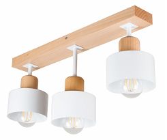 Weiße Deckenlampe aus Holz WE50x7BU Deckenleuchte 3-flammig