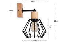 Schwarze Wandlampe aus Holz BR-WAND-SC10x10BU Wandleuchte - 3