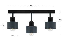 Anthrazite Deckenlampe aus Holz AN50x7SC Deckenleuchte 3-flammig - 3