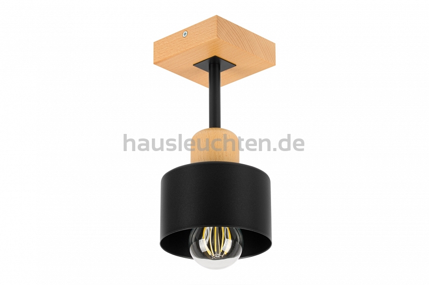 Schwarze Deckenlampe aus Holz SC10x10BU Deckenleuchte 1-flammig