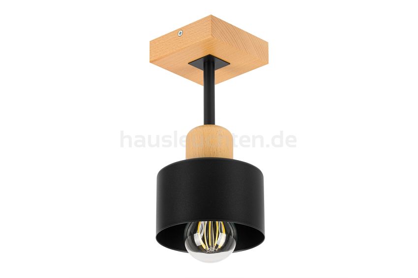 Schwarze Deckenlampe aus Holz SC10x10BU Deckenleuchte 1-flammig