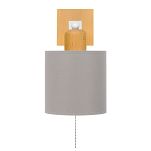 Graue Wandlampe mit Zugschalter aus Holz CL-SHWAND-WE10x10BU-GR LED Wandleuchte - 4