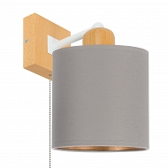 Graue Wandlampe mit Zugschalter aus Holz CL-SHWAND-WE10x10BU-GR LED Wandleuchte
