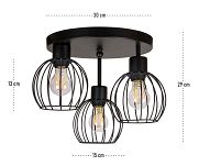 Schwarze Deckenlampe KU-OST3030SC Deckenleuchte 3-flammig - 3