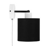 Weiße Wandlampe mit schwarzem Lampenschirm und Schnur-Zugschalter SHWAND-CL-1010WE-SC Wandleuchte - 2