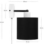 Weiße Wandlampe mit schwarzem Lampenschirm und Schnur-Zugschalter SHWAND-CL-1010WE-SC Wandleuchte - 5